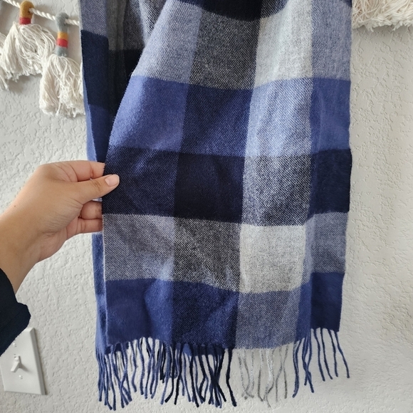 Classic Alpaca 100% Baby Alpaca Woven Buffalo Plaid Scarf Blue Winter Warm - Picture 5 of 8